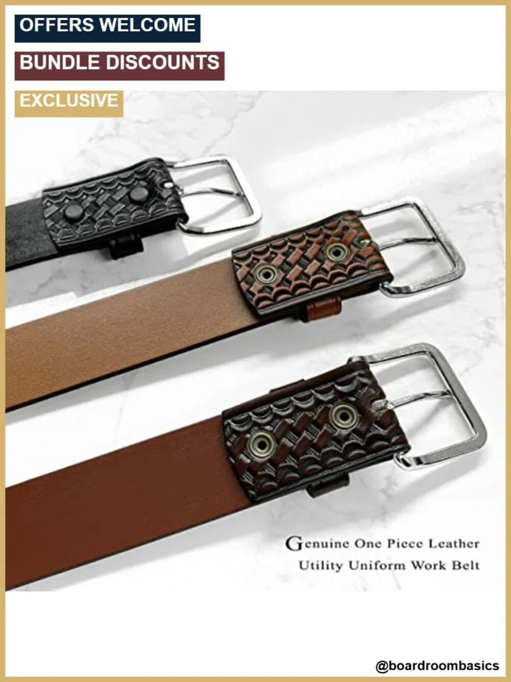 Genuine Leather Basketweave Work Belt 1.5